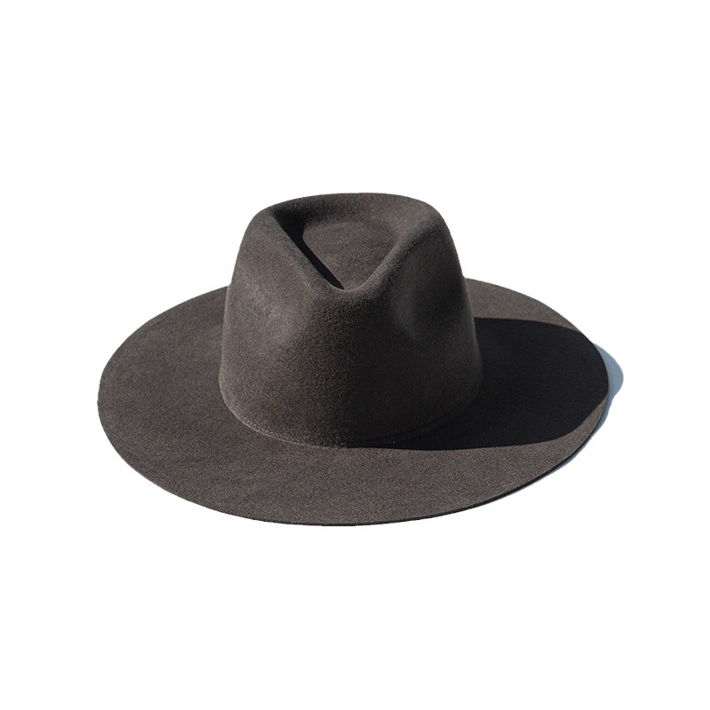 跨境亚马逊加胶定型毡帽羊毛礼帽爵士帽代发平沿男士帽