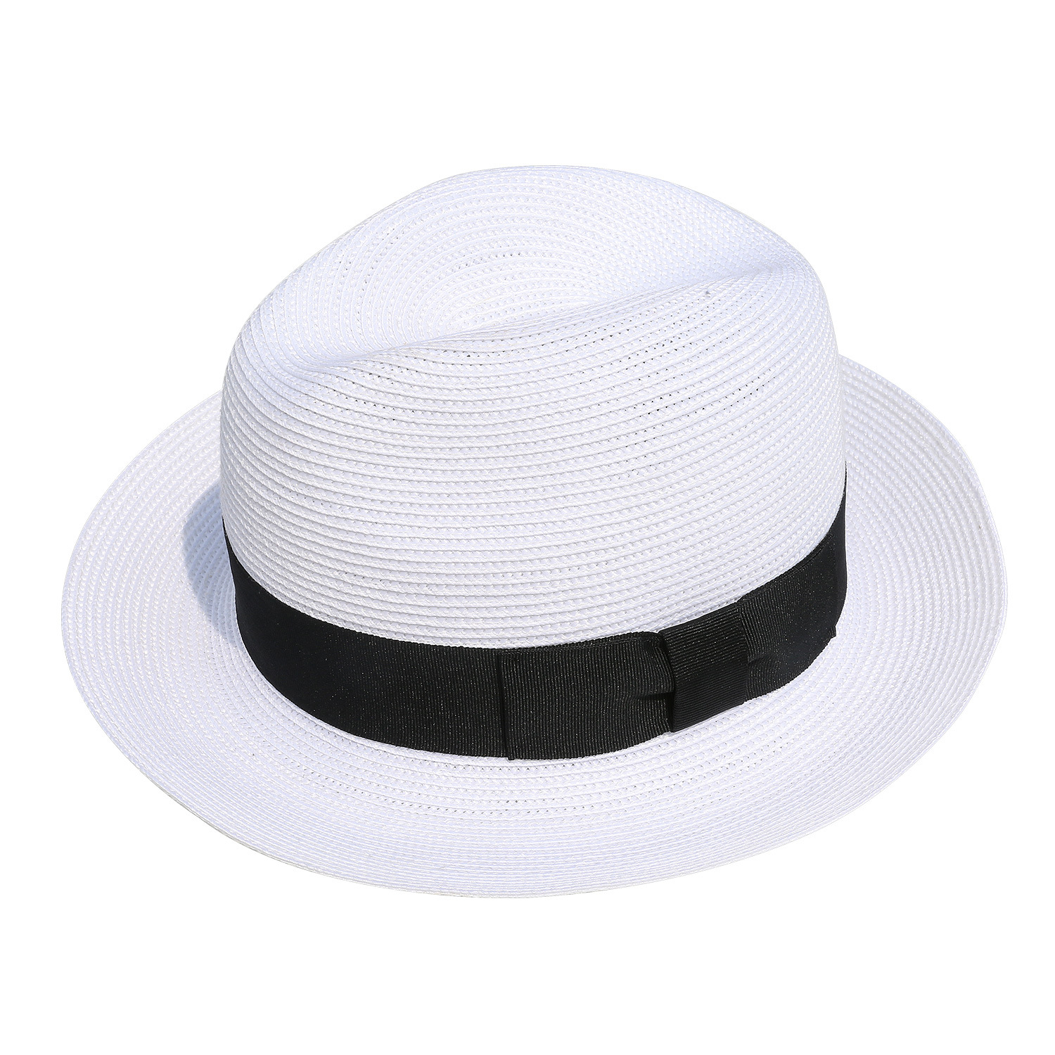 灵珑户外服饰美式绅士草编防晒帽子夏季男士平沿草帽太阳沙滩帽