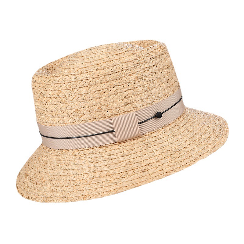 灵珑帽子女夏新品拉菲草帽女手工编织遮阳帽时尚出游沙滩帽子