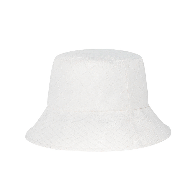 夏季遮阳渔夫帽女水桶帽防晒镂空网装饰优雅百搭