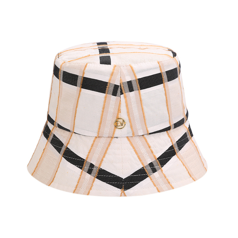 新款不规则条纹大檐遮阳太阳帽韩版夏季简约时尚可折叠渔夫帽可定