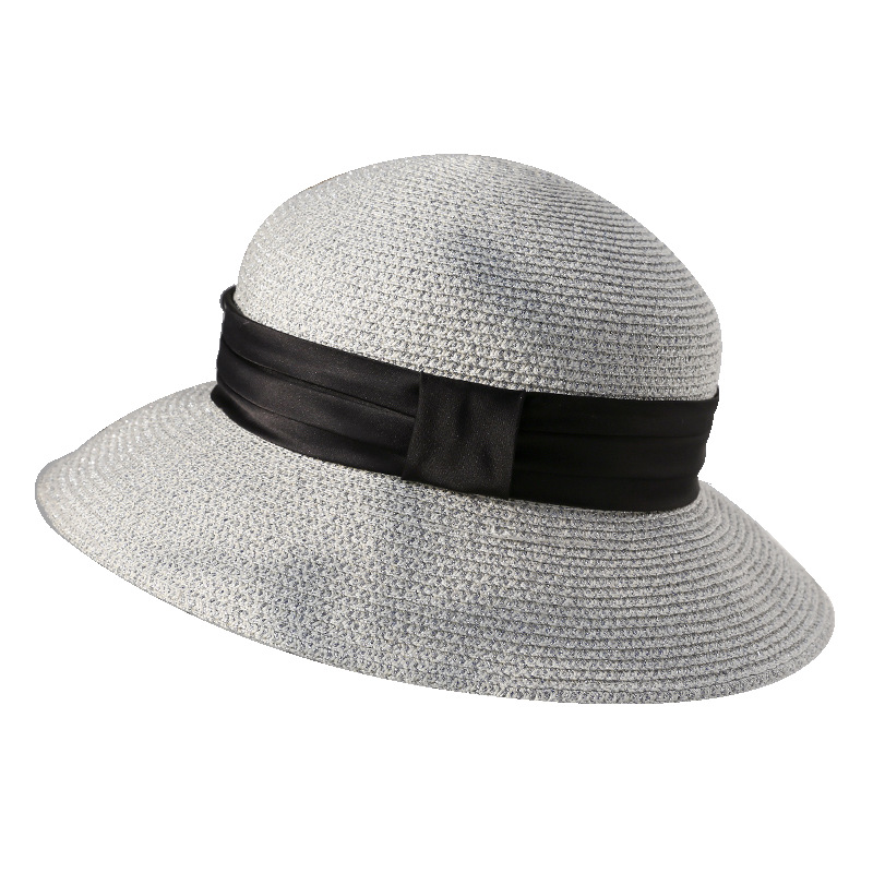 灵珑 草帽女夏季休闲遮阳帽出游海边太阳帽子可折叠遮脸沙滩帽