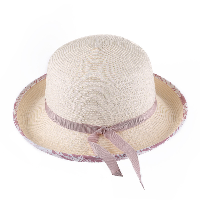 灵珑 女士大檐蝴蝶结帽子户外出游沙滩遮阳帽优雅靓丽百搭盆帽