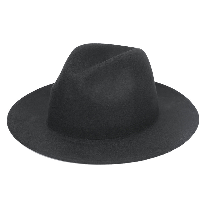 灵珑欧美秋冬新款简约时尚光身澳洲羊毛爵士礼帽休闲羊毛毡爵士帽