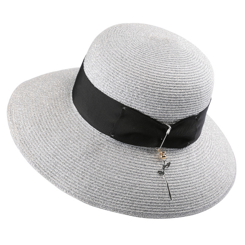 草帽女夏季遮阳帽女沙滩帽子女海边太阳帽休闲出游可折叠渔夫帽女