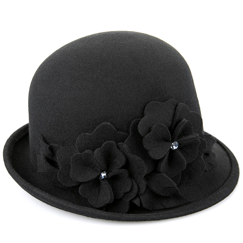 灵珑秋冬季新品羊毛呢帽儿童帽子 英伦卷檐毛呢帽潮流母女亲子帽