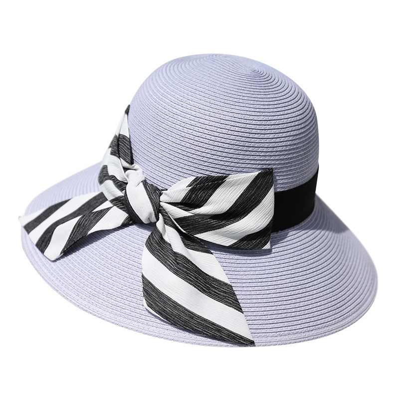 草帽女夏天海边度假遮阳帽蝴蝶结出游可折叠沙滩帽太阳帽现货清仓