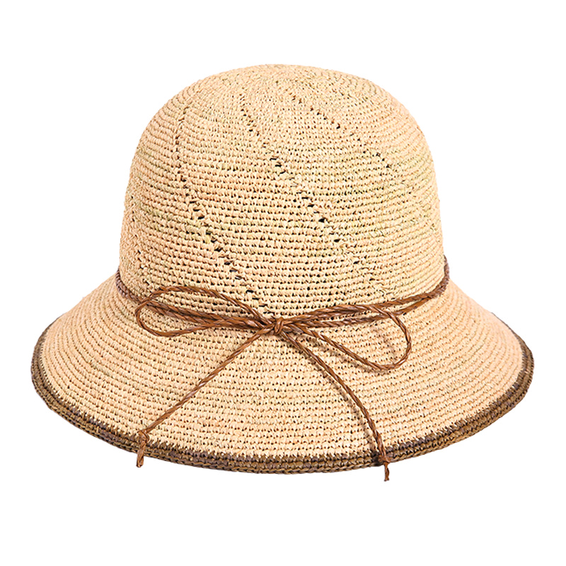 灵珑服饰2022夏季海边沙滩渔夫帽 女士户外帽子遮阳钩针百搭草帽